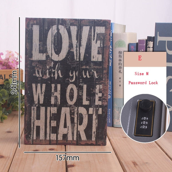Security Password Lock Safety Box Money Storage box Hidden Secret Safe Steel Simulation Classic Book Style Key Safe Box Kid Gift
